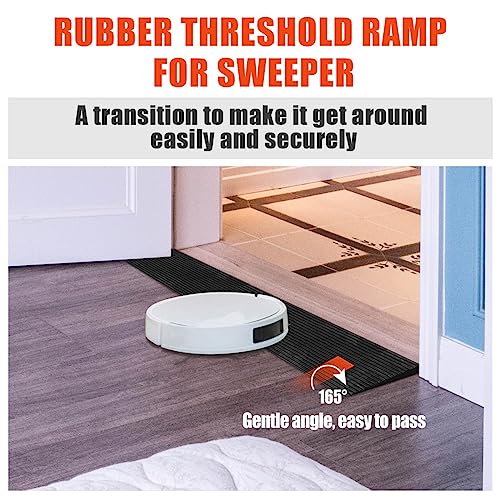 Linkloos 0.8" Rise Rubber Threshold Ramp Doorway, Recycled Solid Rubber Wheelchair Ramp with 2204 Lbs Load Capacity, Temporary Driveway Curb Ramps for Handicap, Door, Scooters (35.4" Lx 5.9" W)