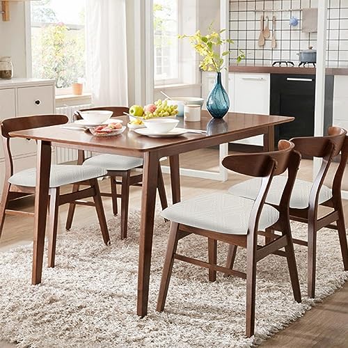 SearchI Cool Fabric Seat Covers for Dining Chairs, 6 Pack Water Repellent Dining Room Chair Seat Covers, Kitchen Chair Seat Covers Protectors(Beige)