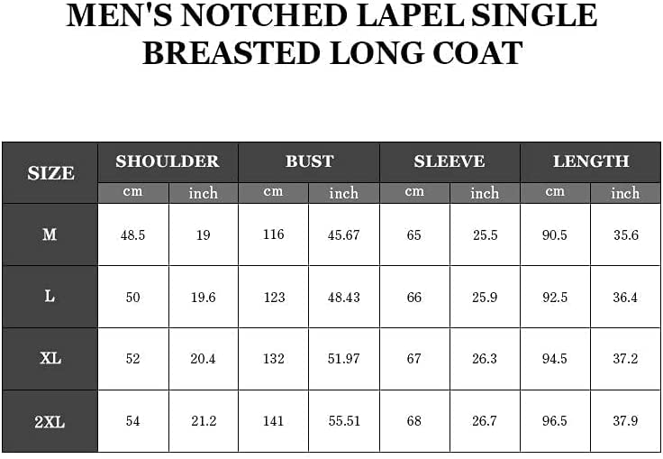 Gafeng Men's Trench Coat Slim Fit Notch Lapel Single Breasted Top Coat Winter Warm Casual Business Long Jacket Overcoat