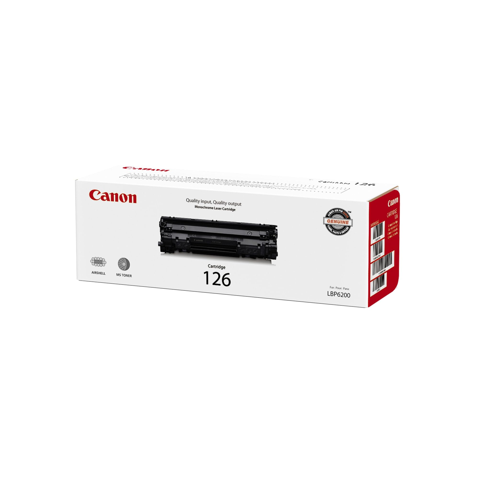 Canon Genuine Toner Cartridge 126 Black (3483B001), 1-Pack, for Canon imageCLASS LBP6200d, LBP6230dw Laser Printers