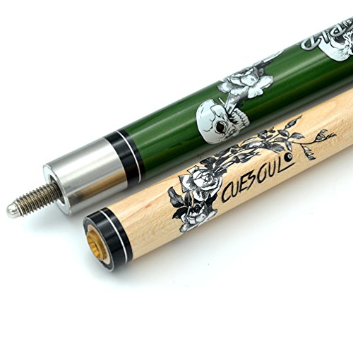 CUESOUL 58 inch 21oz 1/2 Maple Pool Cue Stick Kit- Rock The World Stylish Pattern Cue Design in Red Paint