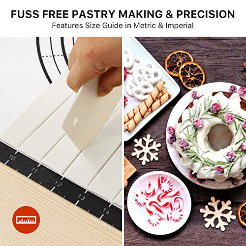 Silicone Baking Mat,26" x 16" Non-slip Dough Rolling Pastry Mat Non Stick Baking Sheet Mat with Measurement Cookies,Macarons,Bread