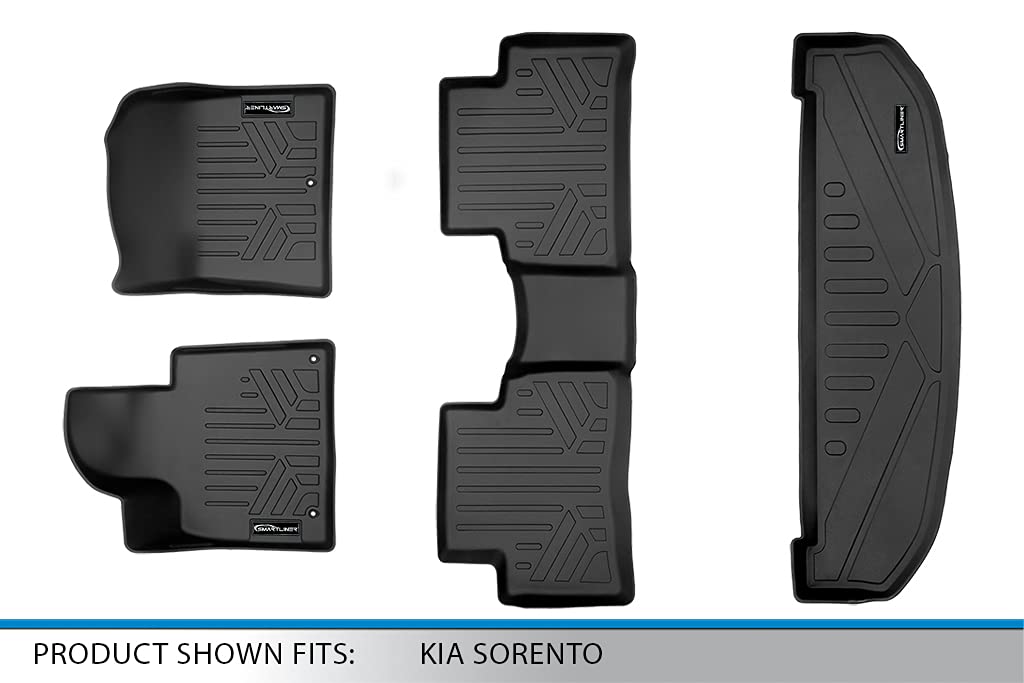 SMARTLINER Custom Fit 2 Row Floor Mats & Cargo Liner Behind 3rd Row Set for 2021 Kia Sorento (Only w/ 2nd Row Bench Seat)