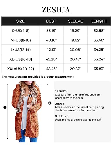 ZESICA Women's 2024 Fall Casual Long Sleeve Open Front Soft Chunky Knit Sweater Cardigan Outerwear,Tearose,Medium