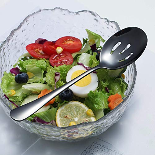Black Kyraton Titanium Plating Serving Set - 4 Pieces, Includes 2 Spoons and 2 Slotted Spoons