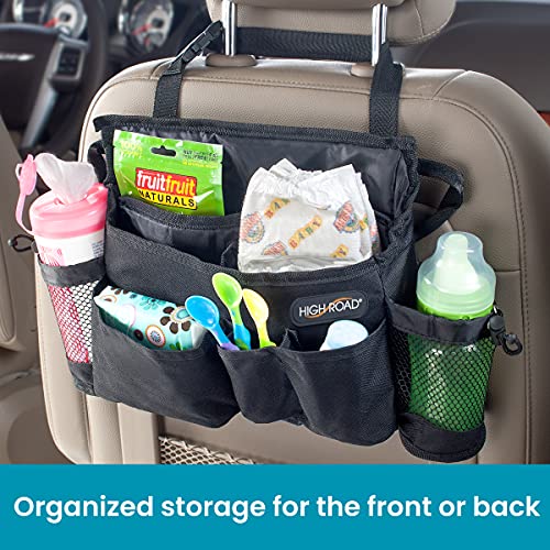 High Road SwingAway Car Front Seat Organizer with 6 Storage Pockets and 2 Bottle or Cup Holders