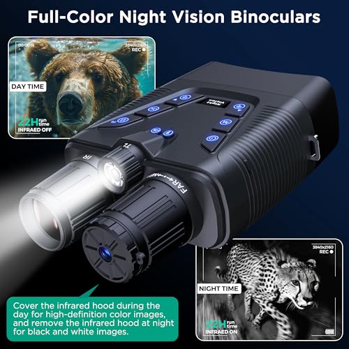 Night Vision Goggles, 58MP Full-Color 4K Night Vision Binoculars with 10000mAh Rechargeable Battery, 64GB Card, 3.99" Screen and 1968FT Viewing Range for Camping Hunting & Security