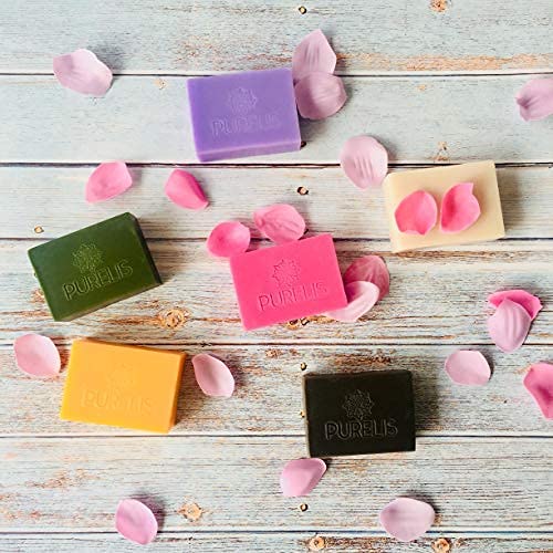 Purelis Handmade Soap Bars Gift Set. 6 Pc Natural Soap Set. Artisan Crafted Soap Bars with Essential Oils. Soap Gift Set for Women - Bath & Body Gift for Her!