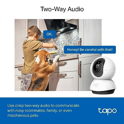 TP-Link Tapo 2K QHD Pan/Tilt Security Camera for Pet Camera, Baby Monitor, Motion Detection, Motion Tracking, 2-Way Audio, Night Vision, Cloud &SD Card Storage, Works w/Alexa & Google Home(Tapo C220)