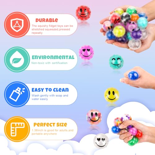 12 Pack Fidget Stress Balls for Adults, Cute Octopus Stress Relief Stress Ball, Bulk Squishy Squeeze Ball Set and Birthday Party Favors