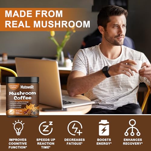 Mushroom Coffee for Smoothies/Latte, Mushroom Powder Blend (57 Servings) with Lions Mane, Reishi, Cordyceps, Turkey Tail, Chaga - Mushroom Supplement for Energy, Focus, Immune- 8 oz