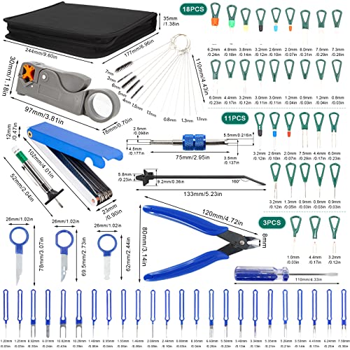 POVTIMS Car Terminal Removal Tool Kit 130pcs Pin Extractor Tool Set Wire Terminal Release Tool Cable Stripper Cutter Tire Repairs Tools for Automotive Car Household Devices