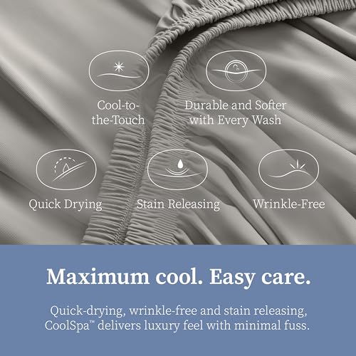 Comphy by Coop CoolSpa Cooling Bed Sheets, 4 Piece Full Sheet Set, White Breathable Cooling and Super Soft Sheets, Luxury Spa & Hotel Quality Full Sheets, Cooling Sheets Full Size Bed Set