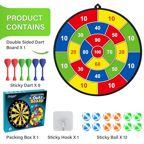 29" Large Dart Board for Kids, Kids Double-Sided Dart Board with Sticky Balls and Darts, Indoor/Outdoor Sport Fun Party Play Game Toys, Gifts for 3 4 5 6 7 8 9 10 11 12 Year Old Boys Girls