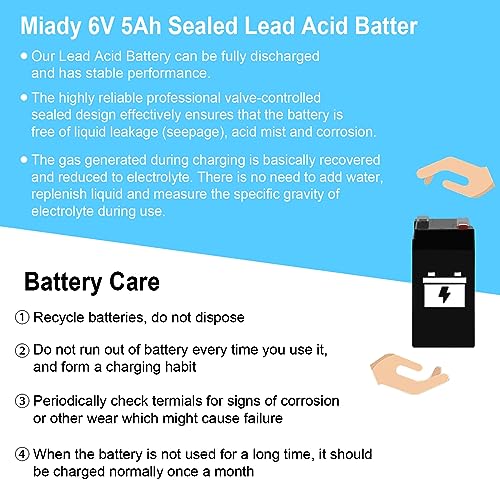 Miady 6V 5Ah Rechargeable Sealed Lead Acid Battery(1 Pack)