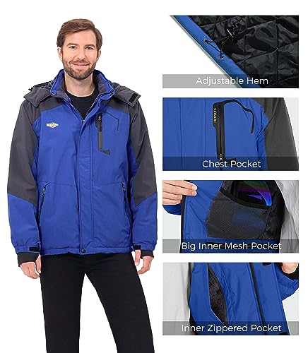 wantdo Men's Waterproof Winter Ski Jackets Windbreaker Hood Coat Dark Gray L
