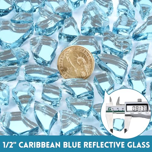 GasSaf 1/4 Inch Fire Glass Reflective Tempered Fireglass Cut Crushed FireGlass for Fire Pit, Fireplace, Replaces Existing Gas Logs & Lava Rocks (20 Pound)(Champagne Reflective)