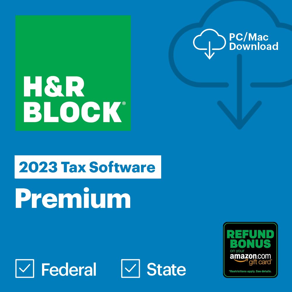 (Old Version) H&R Block Tax Software Premium 2023 with Refund Bonus Offer (Amazon Exclusive) (PC/MAC Download)