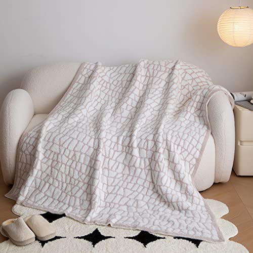 Ultra Soft Cozy Buffalo Checkerboard Grid with Lightning Pattern Fluffy Microfiber Knitted Throw Blanket Lightweight Fleece Checkered Blanket for Sofa Couch Bed Travel