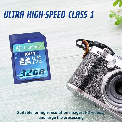 LinkMore XV11 SDHC Card 32GB Compatible with Camera, PC, UHS-I, U1, V10, Class 10, Read Speed Up to 96 MB/s, Write Speed Up to 25MB/s
