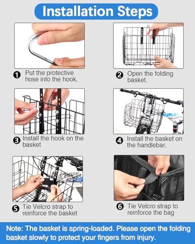 Zacro Bike Basket Front/Rear, Folding Bicycle Basket with Removable Liner Bag, Large Quick Release Design Metal Ebike Basket for Adult Women/Men Carrying Dogs, Pets, Fruit & Grocery