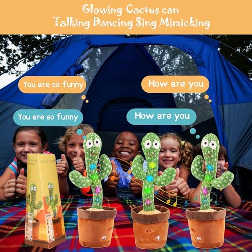 Emoin Dancing Cactus Talking Cactus Toy, Cactus Baby Toy Singing Children's Song+Box,Mimicking Cactus Recording &Repeating What You Say,Electronic Educational Toys for Children Playing