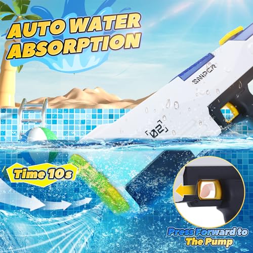 EagleStone Electric Water Gun Squirt Gun for Adults Kids Ages 8-12, Automatic Super Powerful Soaker Water Guns 33FT Long Range, Auto Absorption Modular Battery Powered, Summer Pool Outdoor Game Toys