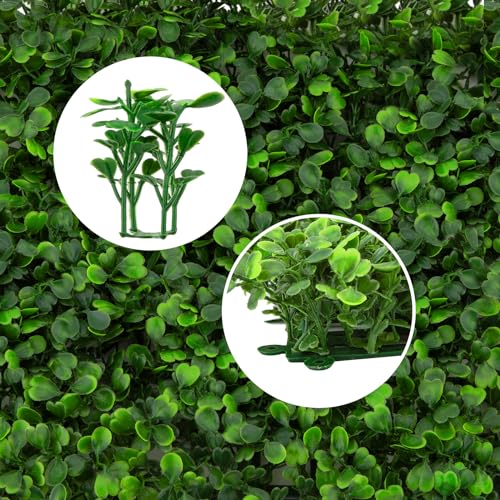 Hengu Artificial Green Grass Wall Panels,12 Pack 10" x 10" Lush Wall Hedge Backdrop Greenery - Faux Privacy Fence Decoration with 20 Zip Ties for Indoor Outdoor Garden, Wedding Decor