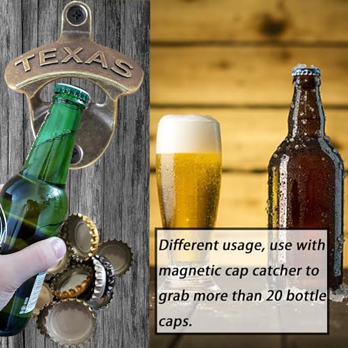 Luwanburg TEXAS Bottle Opener Wall Mounted Beer Cap Opener Vintage, Soda Bottle Top Opener Post Mounted Antique Bronze (Pack of 3)