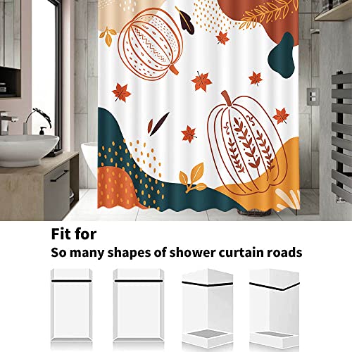 MEHOFOND 72x72 Inch Fall Shower Curtains for Bathroom Boho Pumpkin Shower Curtains Bohemia Bathroom Decor Mid Century Shower Curtain Waterproof and Machine Washable with 12 Hooks