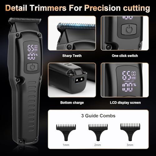 QREEYX Professional Hair Clipper for Men, 3 in 1 Hair Clipper Beard Trimmer and Electric Foil Shaver Set with LED Display, Cordless Grooming Kit for Home, Travel, Barber, Ideal Gift for Him