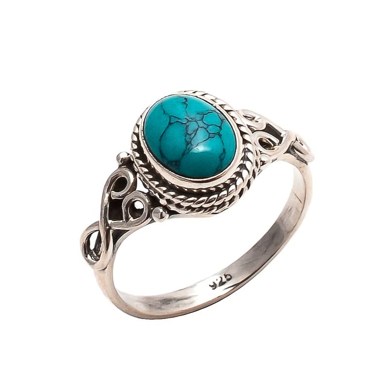 Turquoise Stone Ring 925 Sterling Silver Statement Ring For Women Handmade Rings Gemstone Christmas Promise Ring Size US 11 Gift For Her