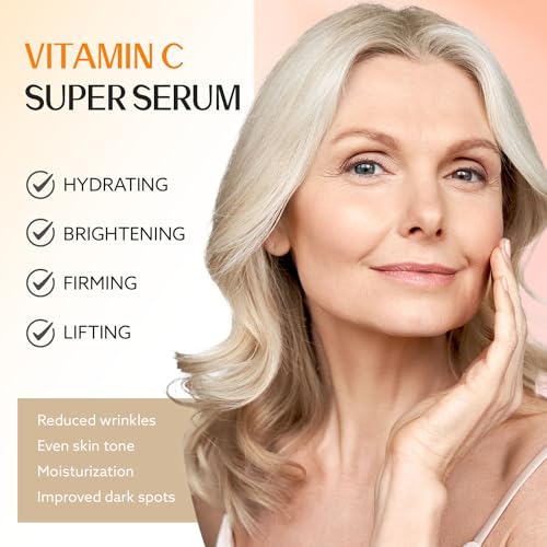ANSDUR Super Vitamin C Serum for Women over 70: Hyaluronic Acid Serum for Face, Dark Spot Remover and Wrinkle Reduction - Lifting, Smoothing, Moisturizing, All in One Skin Care Formula, 1 fl oz