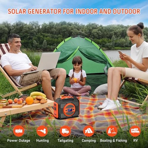 Portable Power Station Bank 300W Rated(600W Peak),220Wh Solar Powered Power Bank with 2 AC Outlet 110V Pure Sine Wave, 60000mAh Power Bank Lithium Battery Pack for Home Outdoor Camping Emergency