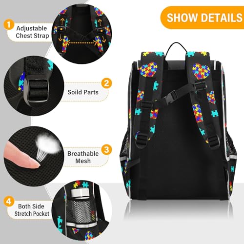 XUWU Garbage Trucks Backpack with Reflective Strip for Kids Boys Girls Elementary School Bag Removable Chest Strap