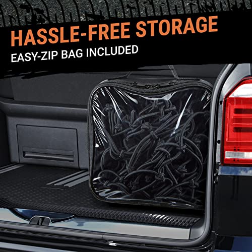 Grit Performance Cargo Net for SUV - 3 x 4 Foot, Heavy-Duty, Mesh Square Bungee Netting with 12 Hooks, 12 Black Clips and Storage Bag - Holds Small and Large Loads