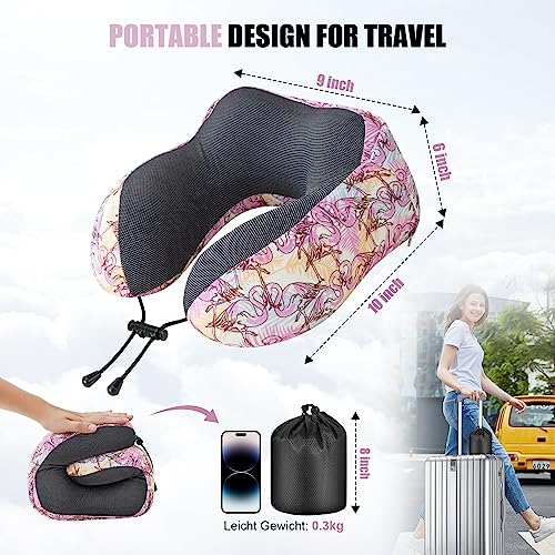 Cirorld Neck Pillow for Travel, Memory Foam Travel Pillow with Hood, Adult Airplane Pillow for Head Rest Neck Support, Portable Pillow for Office Cars Trains Long Flights Sleeping (Black)