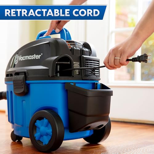 Vacmaster 4 Gallon, 5 Peak HP with 2-Stage Industrial Motor Wet/Dry Floor Vacuum, VF408, Blue