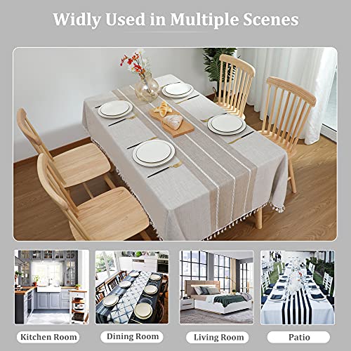 Laolitou Waterproof Tablecloths Rustic Tablecloth Cotton Linen Grey Table Cloths for Kitchen Dining,Party,Holiday,Christmas,Buffet,55"x55", 4 Seats