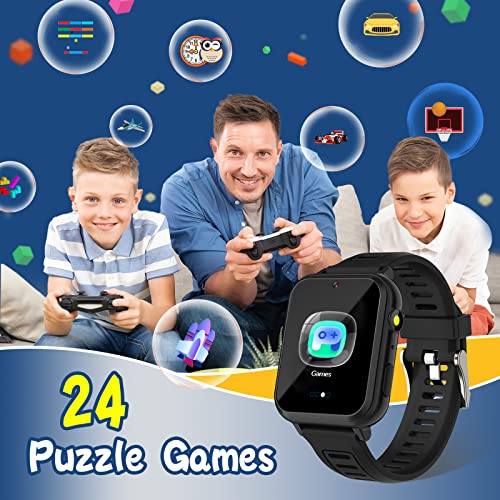 Sedzofan Smart Watch for Kids with 24 Puzzle Games HD Touch Screen Camera Music Player Pedometer Alarm Clock Calculator Flashlight 12/24 hr Kids Watches Gift for 4-12 Year Old Boys Toys for Kids