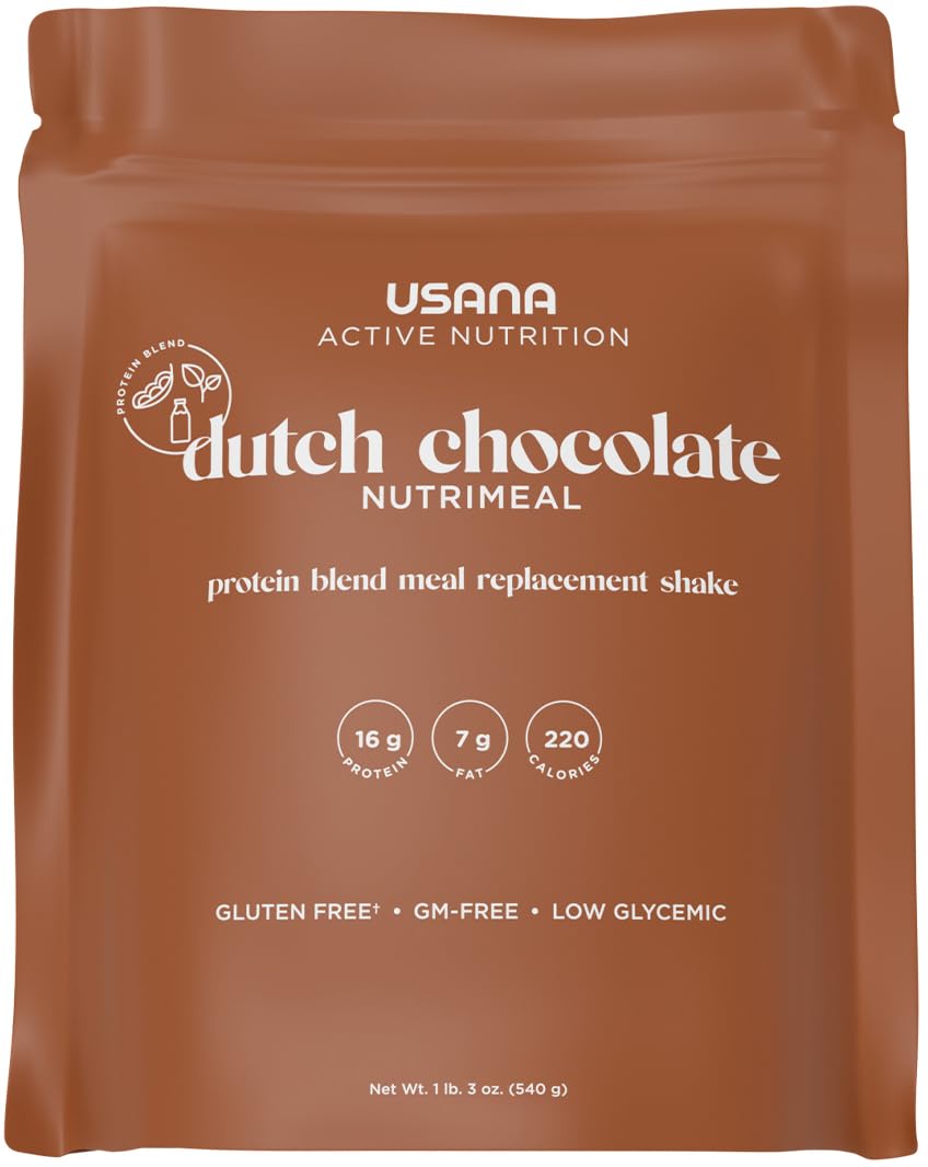 USANA Nutrimeal Meal Replacement Shake - Dutch Chocolate - Non-GMO - Gluten Free - Low Glycemic - 540 Grams - 9 Servings