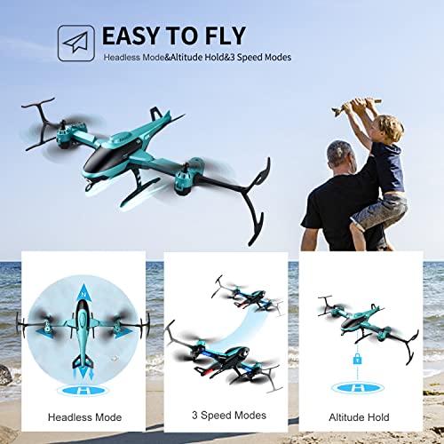 4DRC V10 Foldable Drone with Camera for Adults,1080P FPV WIFI Live Video,RC Helicopte Quadcopter for Beginners Kids,3D Flips, Gestures Selfie, Altitude Hold, Waypoint Fly,2 Batteries