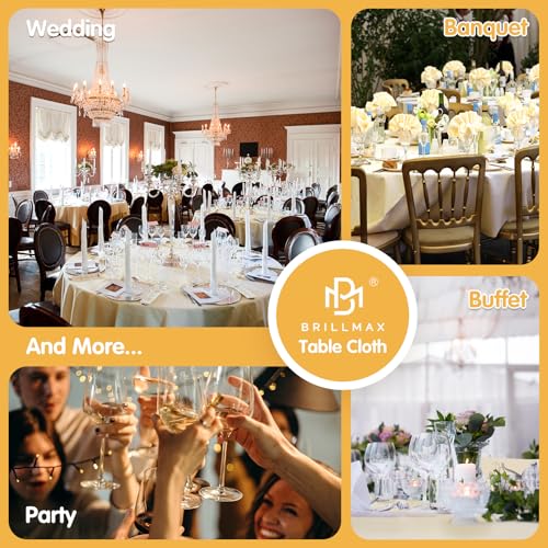 BRILLMAX 6 Pack White 70 Inch Round Tablecloths Fit 30" to 54" Tables (8-20" Drop) - Circle Bulk Linen Polyester Fabric Washable Cloth Cover for Wedding Reception Banquet Birthday Party Buffet