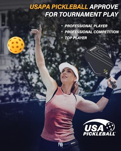 VA1KENE Pickleball Paddle, USA Pickleball Approved, 3K Raw Carbon Fiber SpinFlex Surface Paddle, 16MM PP Honeycomb Core Pickle Ball Racket for Men/Women