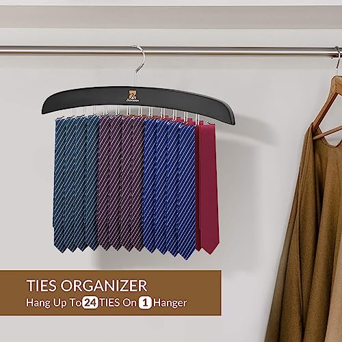 ZEDODIER Tank Top Hangers, Bra Organizer for Closet, 24 Storage Capacity, Non-Slip Hanging Tie Holder Closet Organizer and Storage for Camisoles Tank Tops Bras Ties Swimsuits Strappy Dress, Black