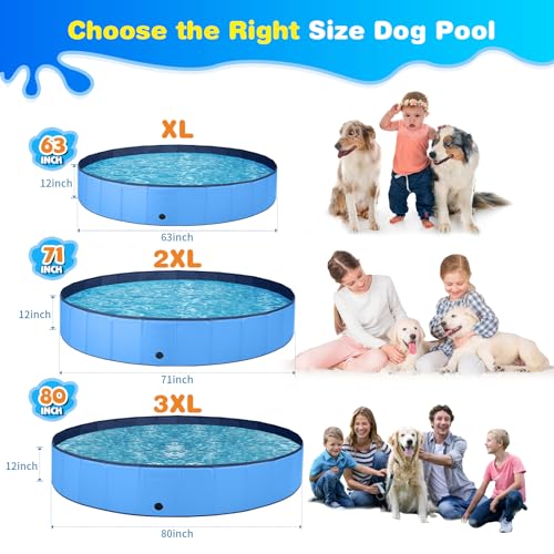 Jecoo Dog Pool for Large Dogs Kiddie Pool Hard Plastic Professional Dog Bathing Tub Kids Swimming Pool for Pets and Dogs