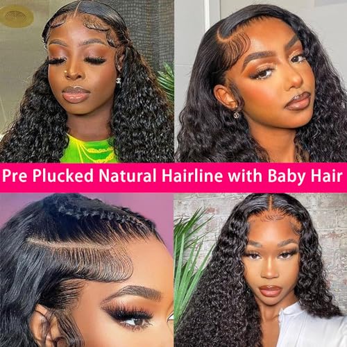 htsly Highlight Ombre Lace Front Wig Human Hair Pre Plucked 13x6 HD Honey Blonde Water Wave Lace Front Wigs for Black Women 4/27 Colored Wet Wavy Deep Curly Glueless Frontal Wigs Human Hair 32inch