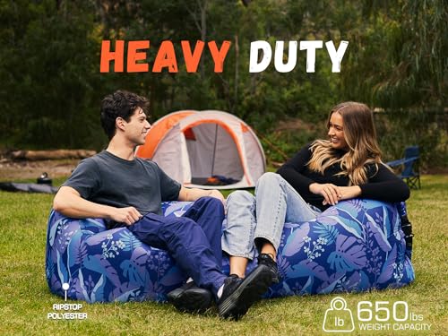 WEKAPO Inflatable Couch Air Lounger Chair - Camping & Beach Accessories, Portable Blow up Sofa for Hiking, Lawn, Indoor/Outdoor Movies & Music Festivals. Lightweight and Easy to Set Up Air Hammock