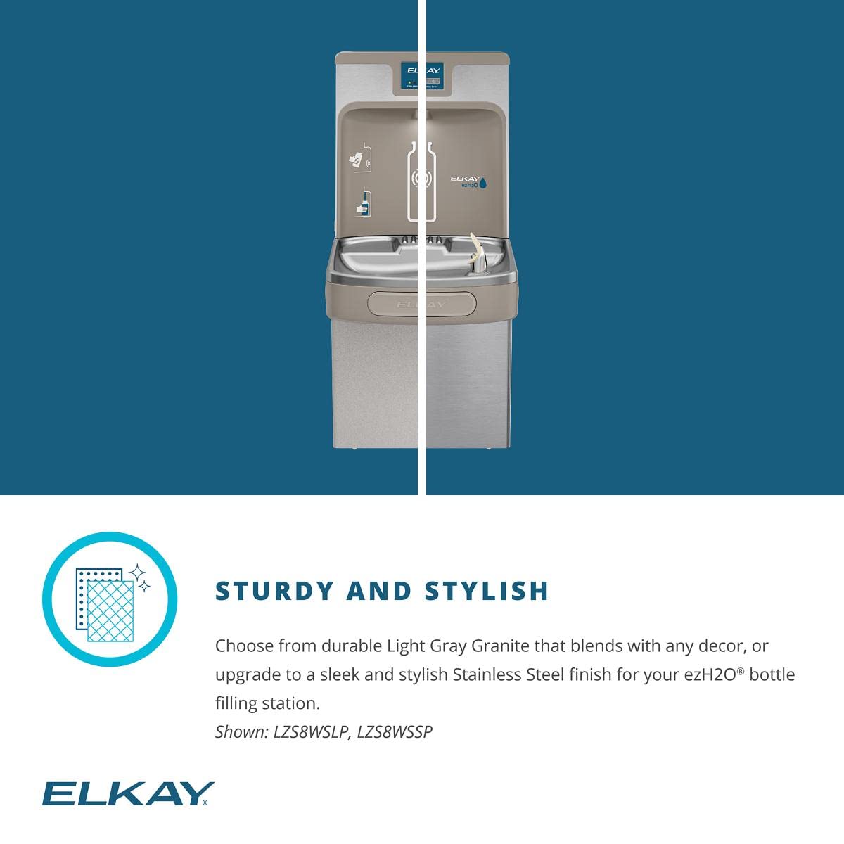 Elkay LZS8WSSP Enhanced ezH2O Bottle Filling Station & ADA Cooler Refrigerated Stainless High Capacity Lead Reduction Quick Filter Change, Single, Stainless Steel