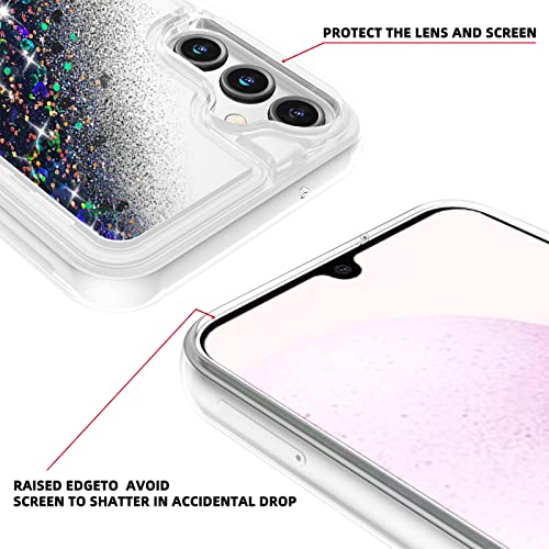 for Samsung Galaxy A14 5G Case Glitter Liquid,Galaxy A14 5G Case Bling Quicksand Sparkle Shockproof Protective Bumper Case for Samsung A14 5G 2023 Cute for Girls Women Men,Black